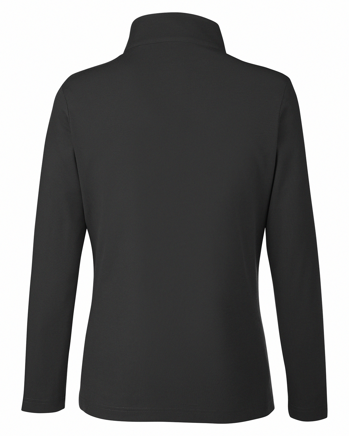 Am image of a Custom Core 365 Ladies Fusion ChromaSoft Pique Quarter Zip in Black!