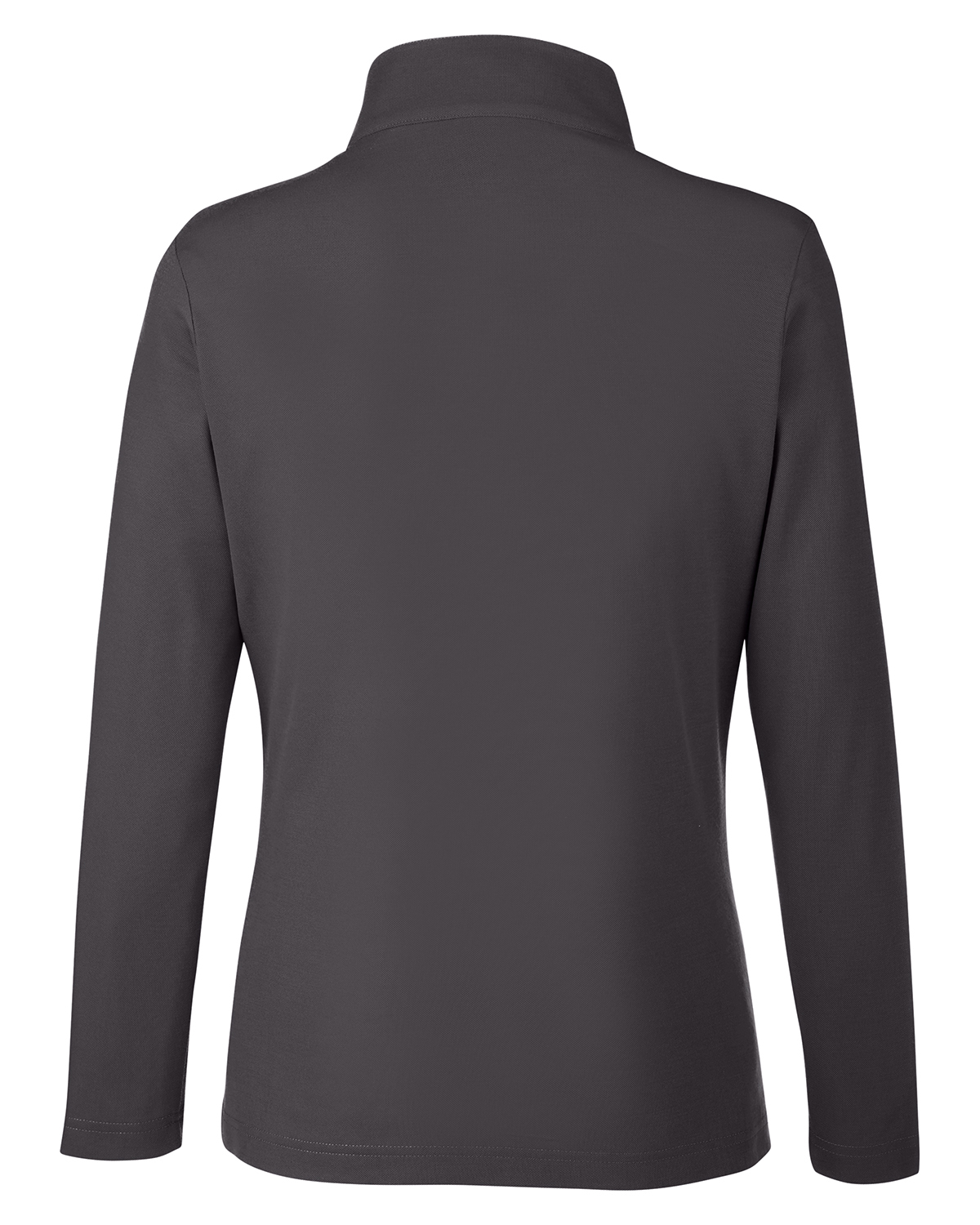 Am image of a Custom Core 365 Ladies Fusion ChromaSoft Pique Quarter Zip in Carbon!