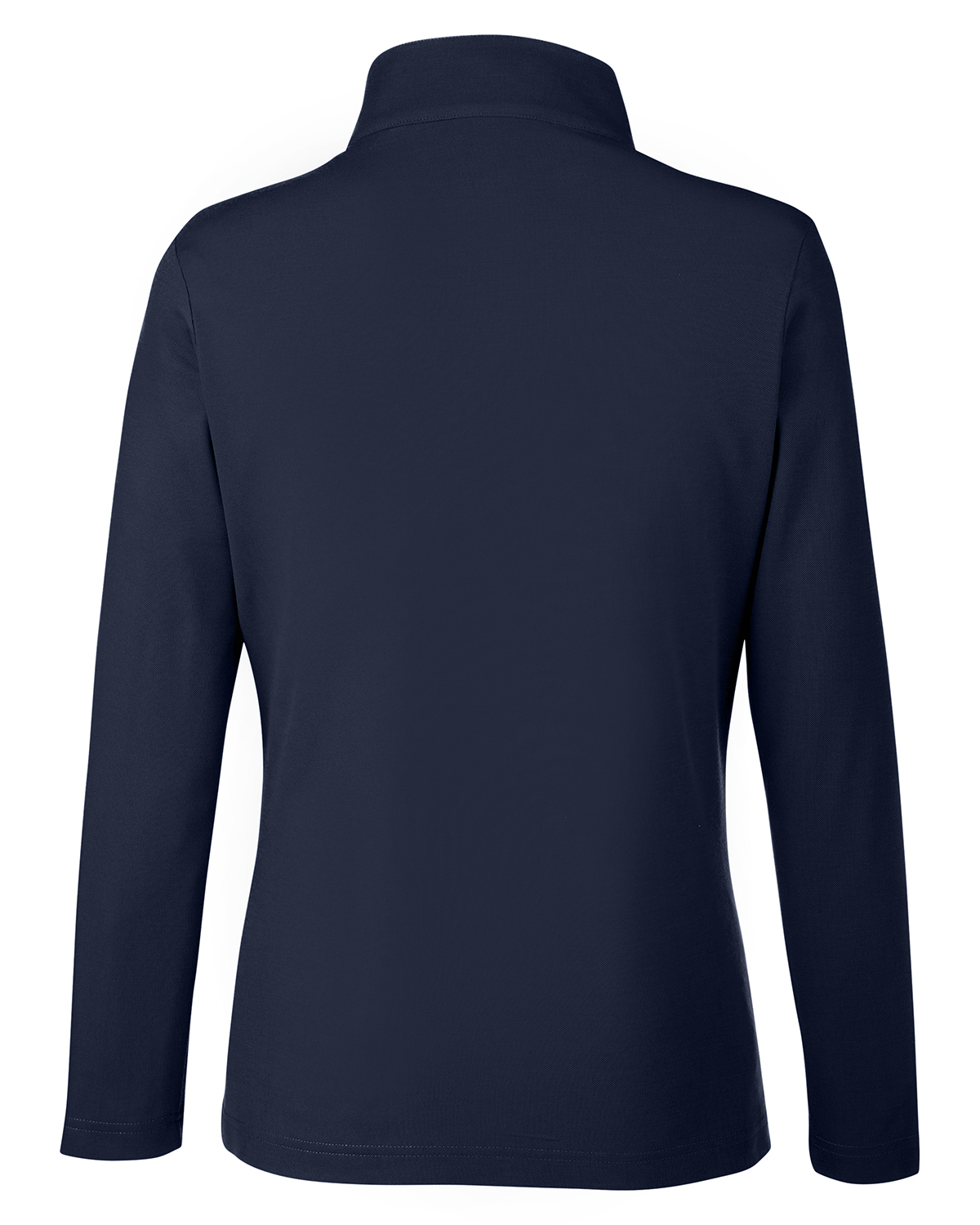 Am image of a Custom Core 365 Ladies Fusion ChromaSoft Pique Quarter Zip in Classic Navy!
