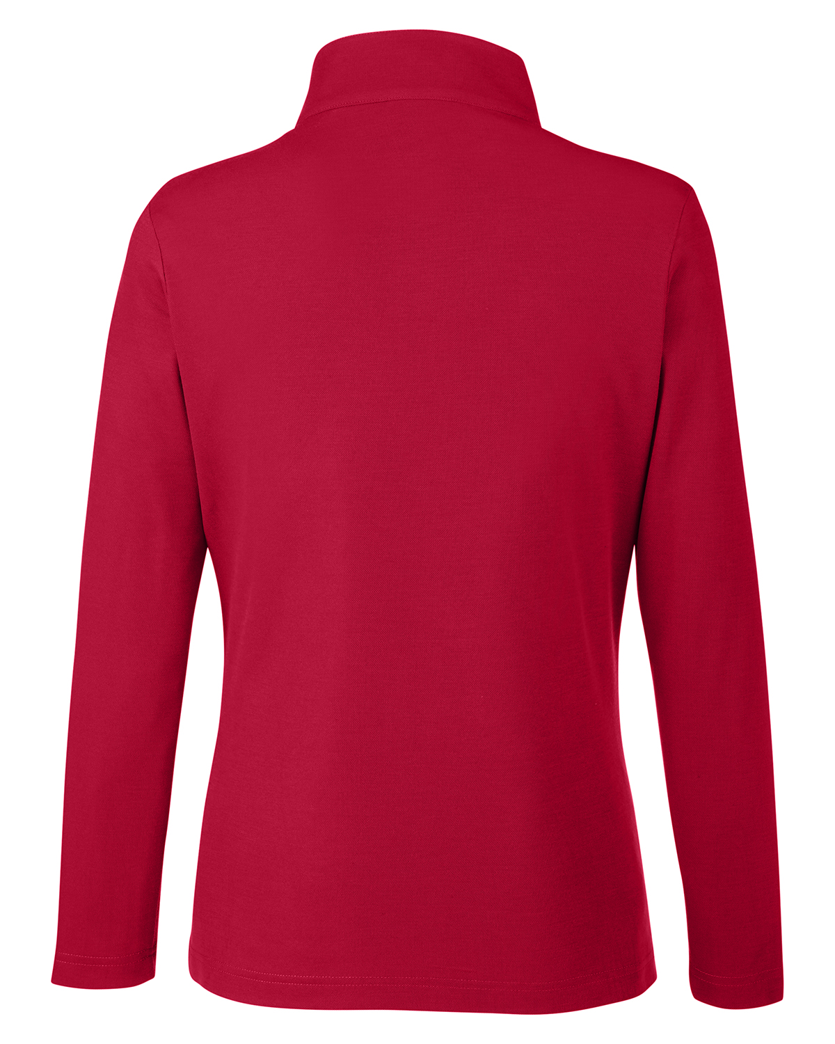 Am image of a Custom Core 365 Ladies Fusion ChromaSoft Pique Quarter Zip in Classic Red!
