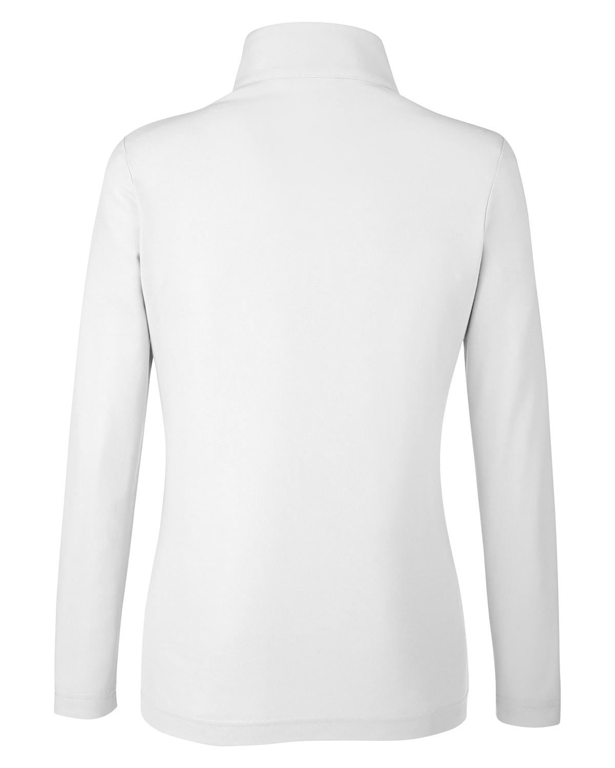 Am image of a Custom Core 365 Ladies Fusion ChromaSoft Pique Quarter Zip in White!