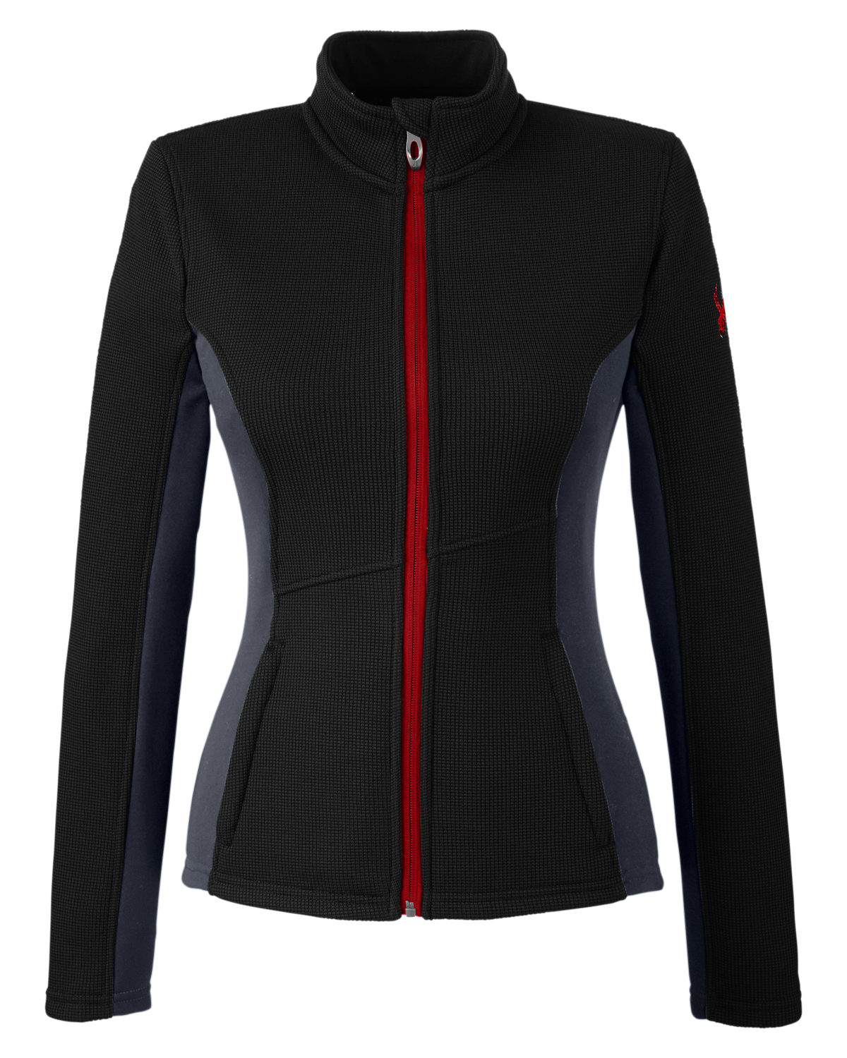 Spyder Ladies' Constant Full Zip Sweater Fleece Jacket in Black/Polar/Red