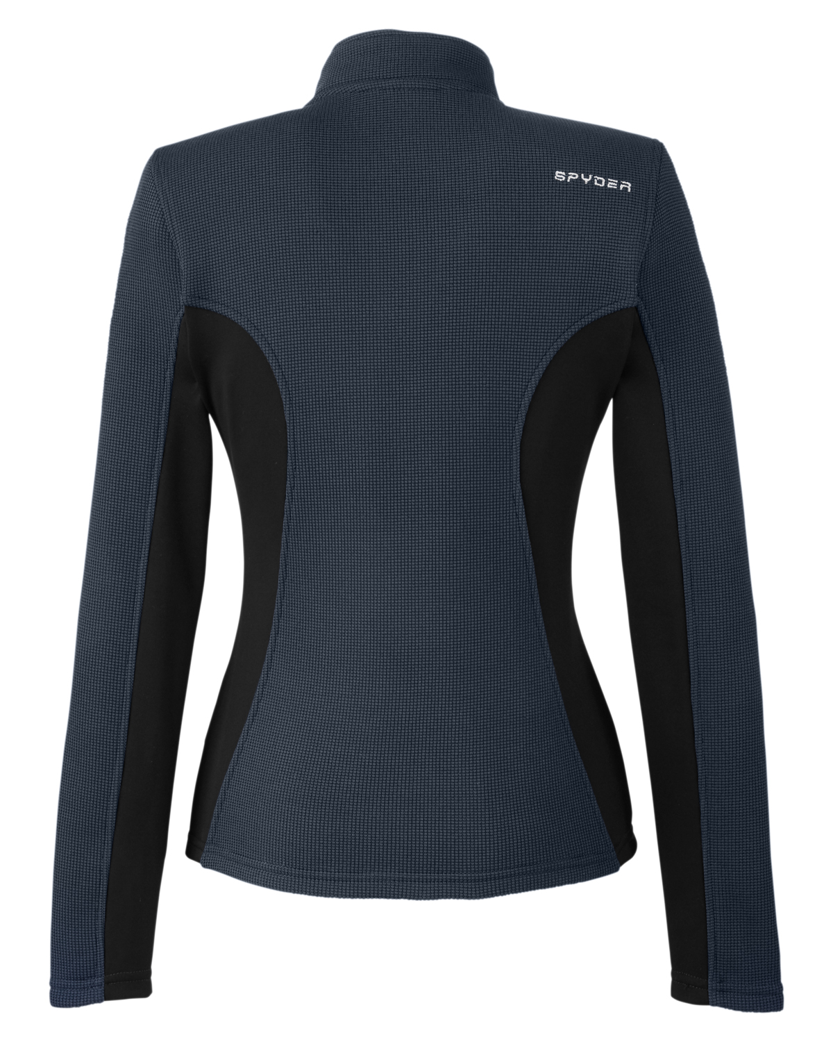 Am image of a Custom Spyder Ladies' Constant Full Zip Sweater Fleece Jacket in Frontier/Black/White!