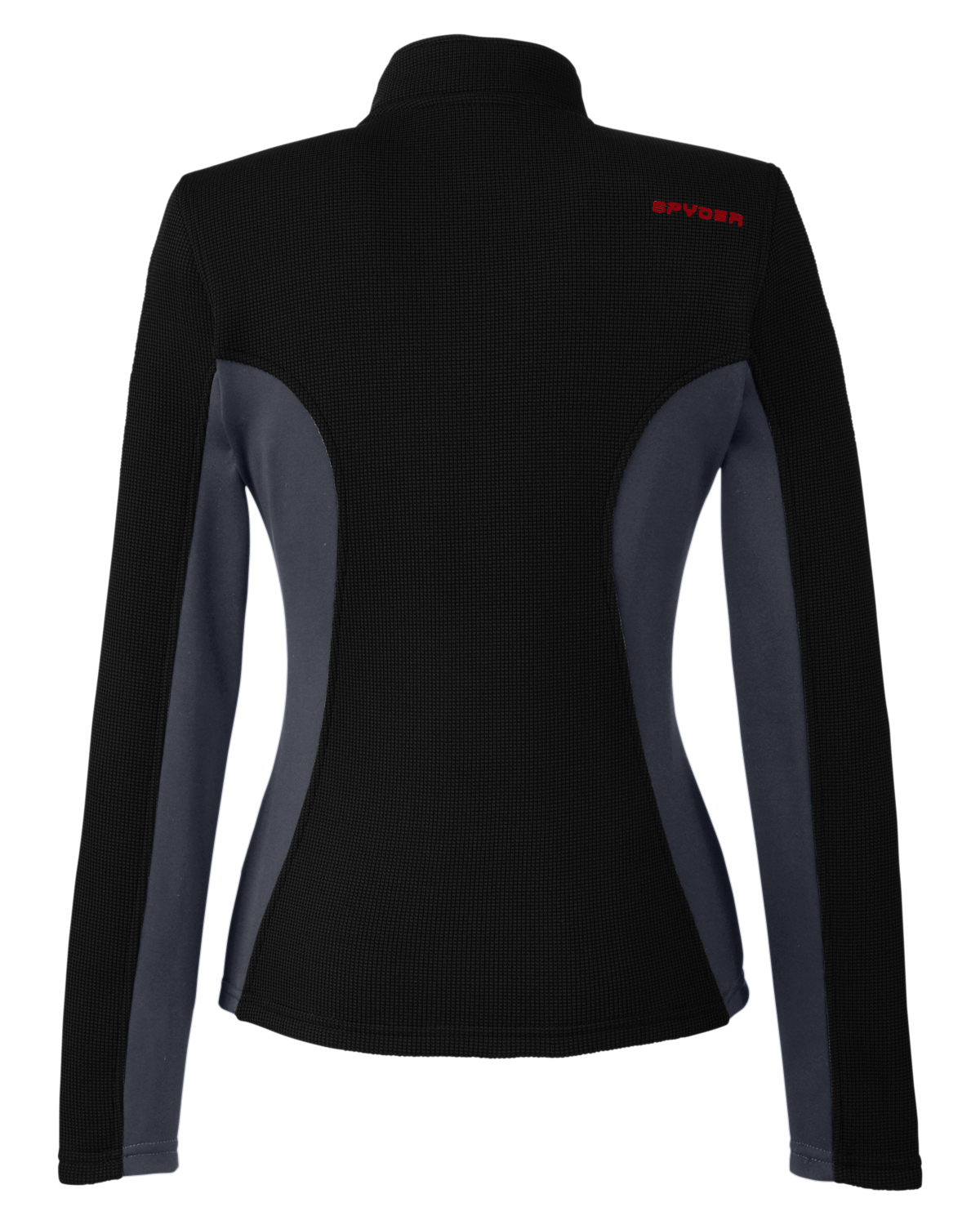 Am image of a Custom Spyder Ladies' Constant Full Zip Sweater Fleece Jacket in Black/Polar/Red!