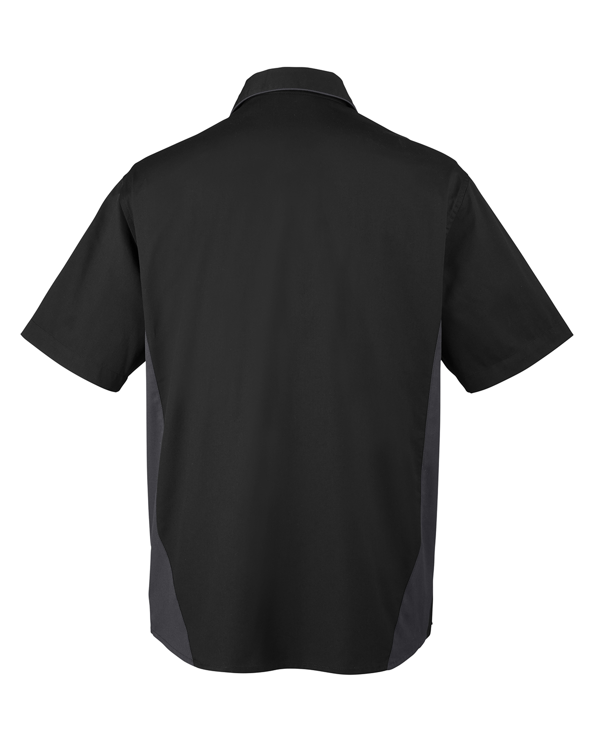 Am image of a Custom Harriton Men's Flash IL Colorblock Short Sleeve Shirt in Black/Drk Charcl!