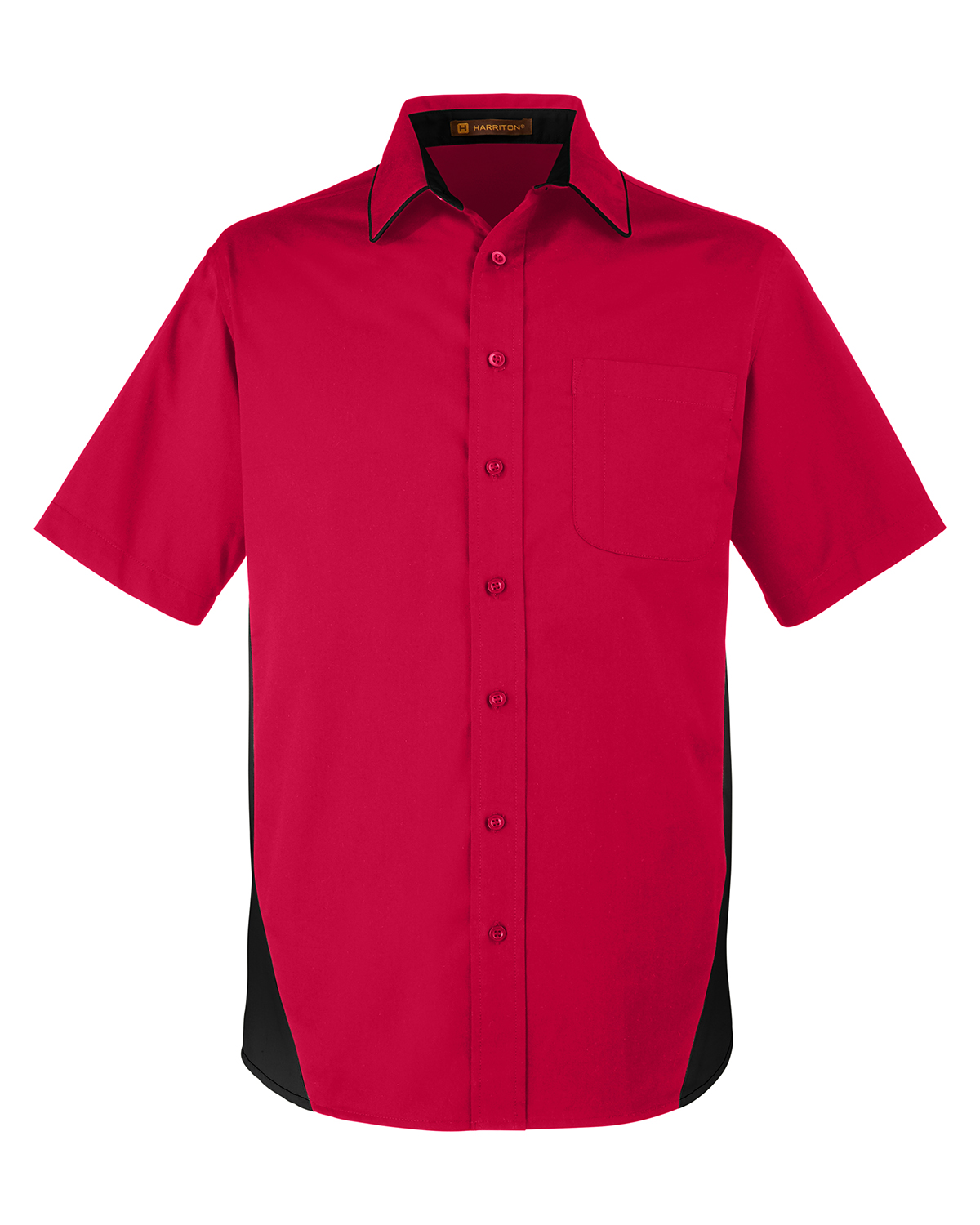 Harriton Men's Flash IL Colorblock Short Sleeve Shirt in Red/Black