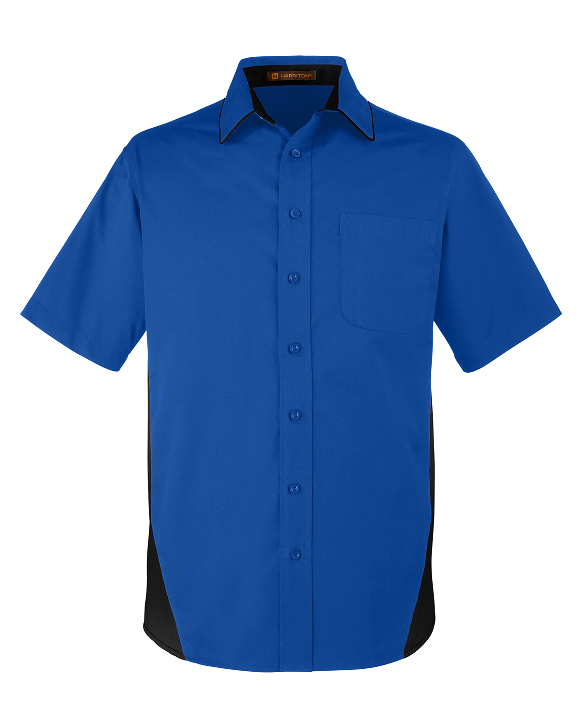 Harriton Men's Flash IL Colorblock Short Sleeve Shirt in Tr Royal/Black