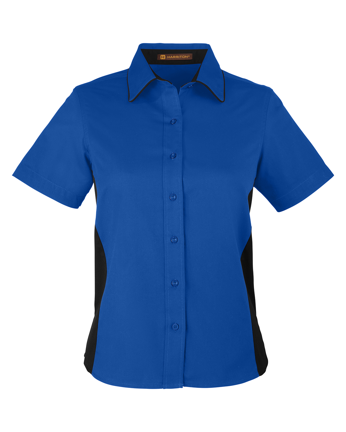 Harriton Ladies' Flash IL Colorblock Short Sleeve Shirt in Tr Royal/Black