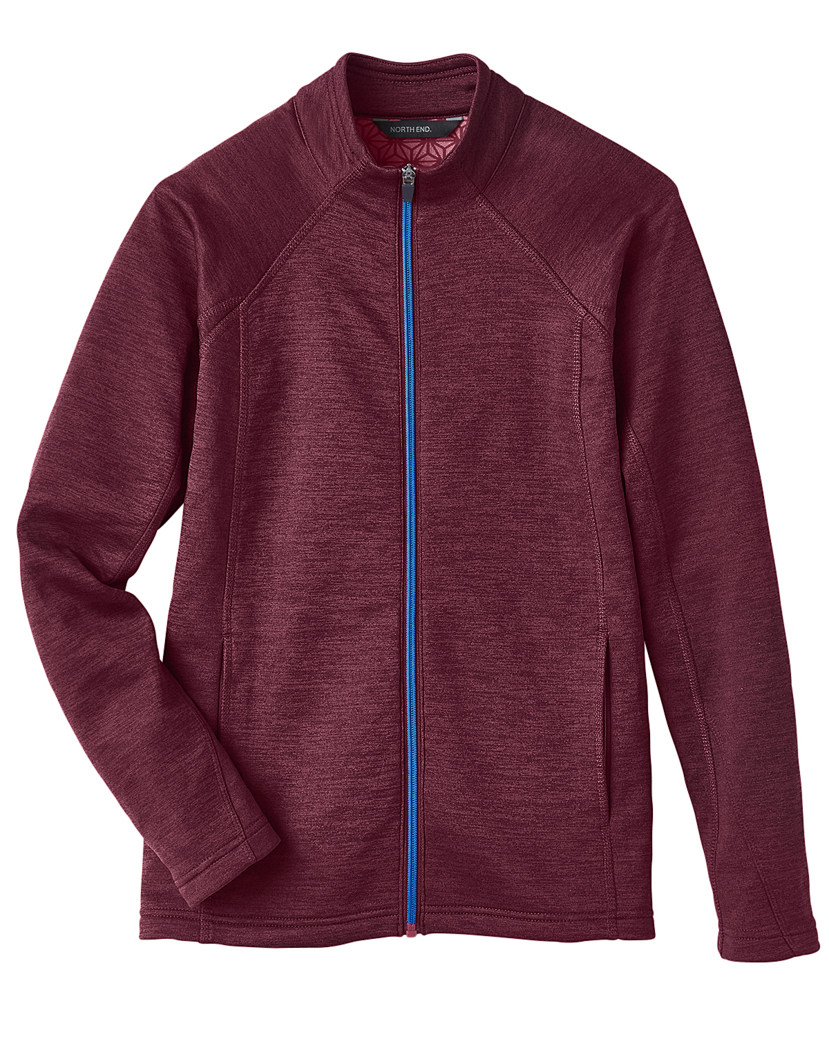 North End Ladies Flux 2 Full Zip Jacket in Burg Hthr/Oly Blue