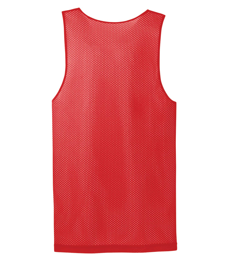 Am image of a Custom ATC Pro Mesh Reversible Youth Tank in True Red/White!