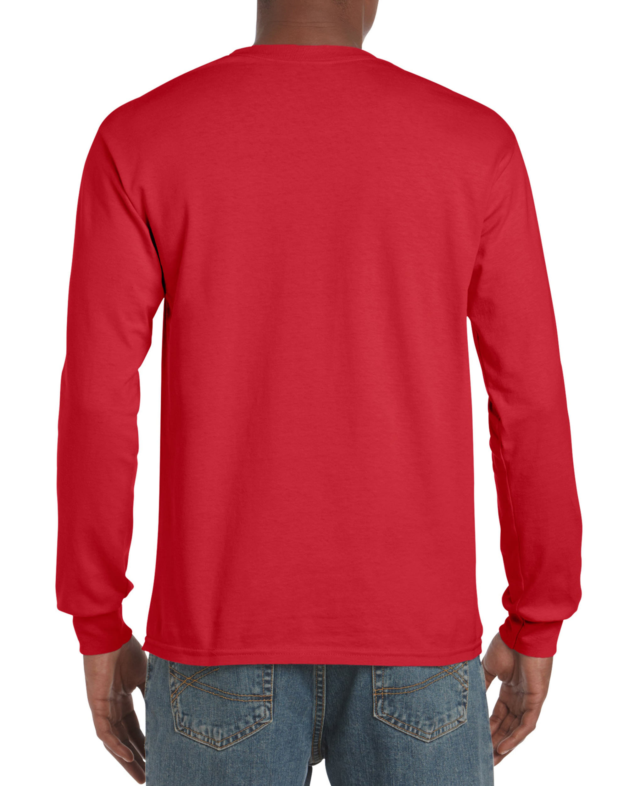 Am image of a Custom Gildan Ultra Cotton Long Sleeve in Red!