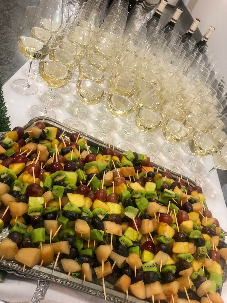 Monoporzioni di salmone e finger food in vassoi