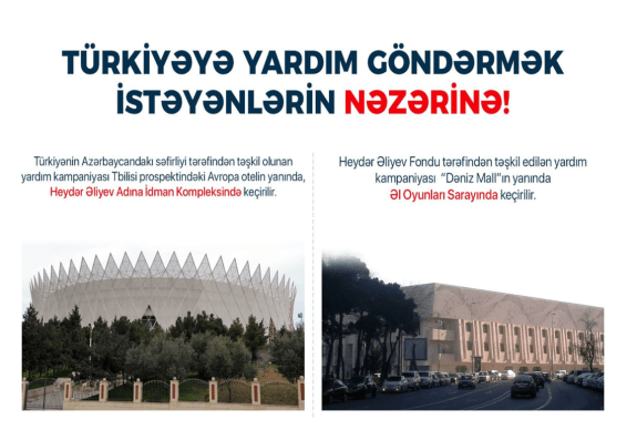 Zəlzələdən zərər görənlər üçün yardım kampaniyası Bakıda iki ünvanda təşkil edilib