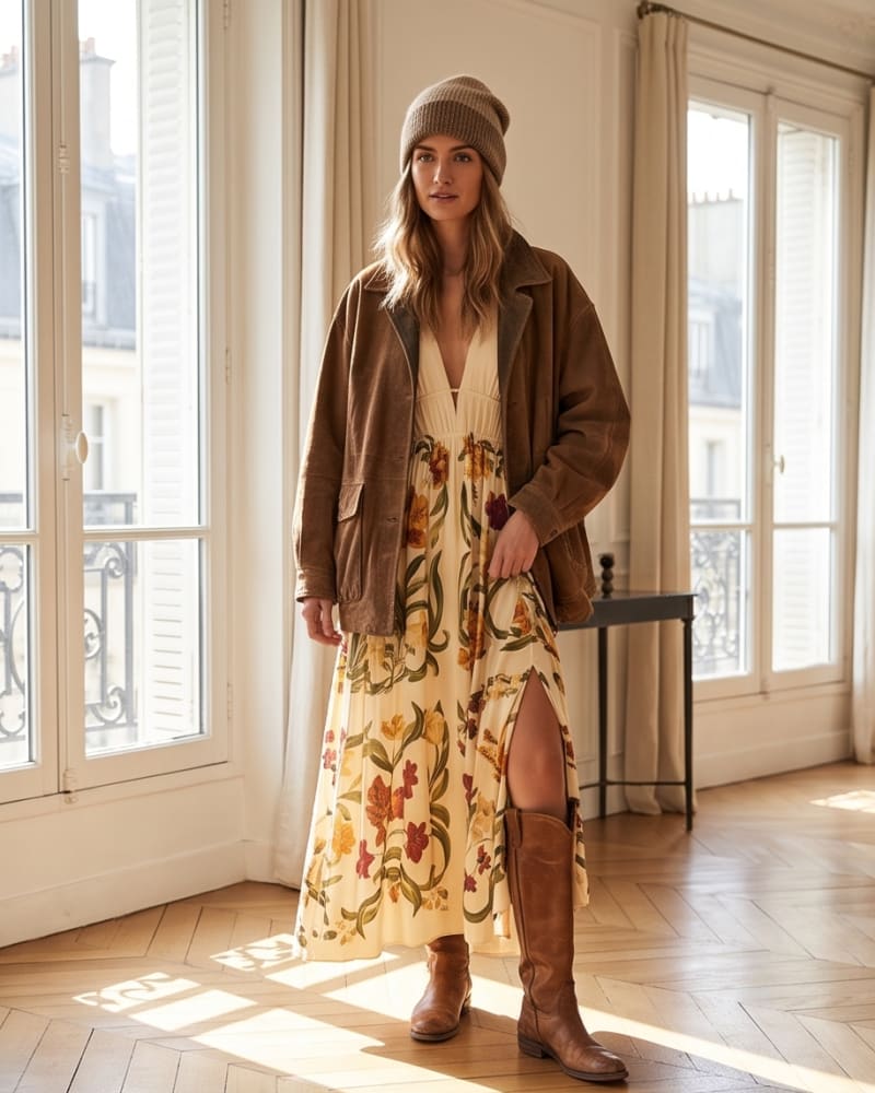 Robe longue motifs fleurs