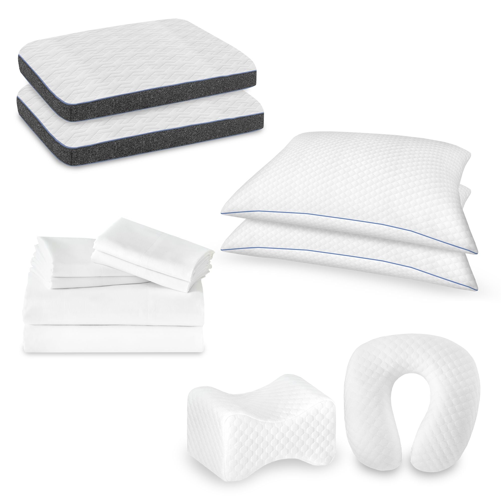 12-Piece King Bedding Set — Memory Foam Pillows & Cotton Sheets