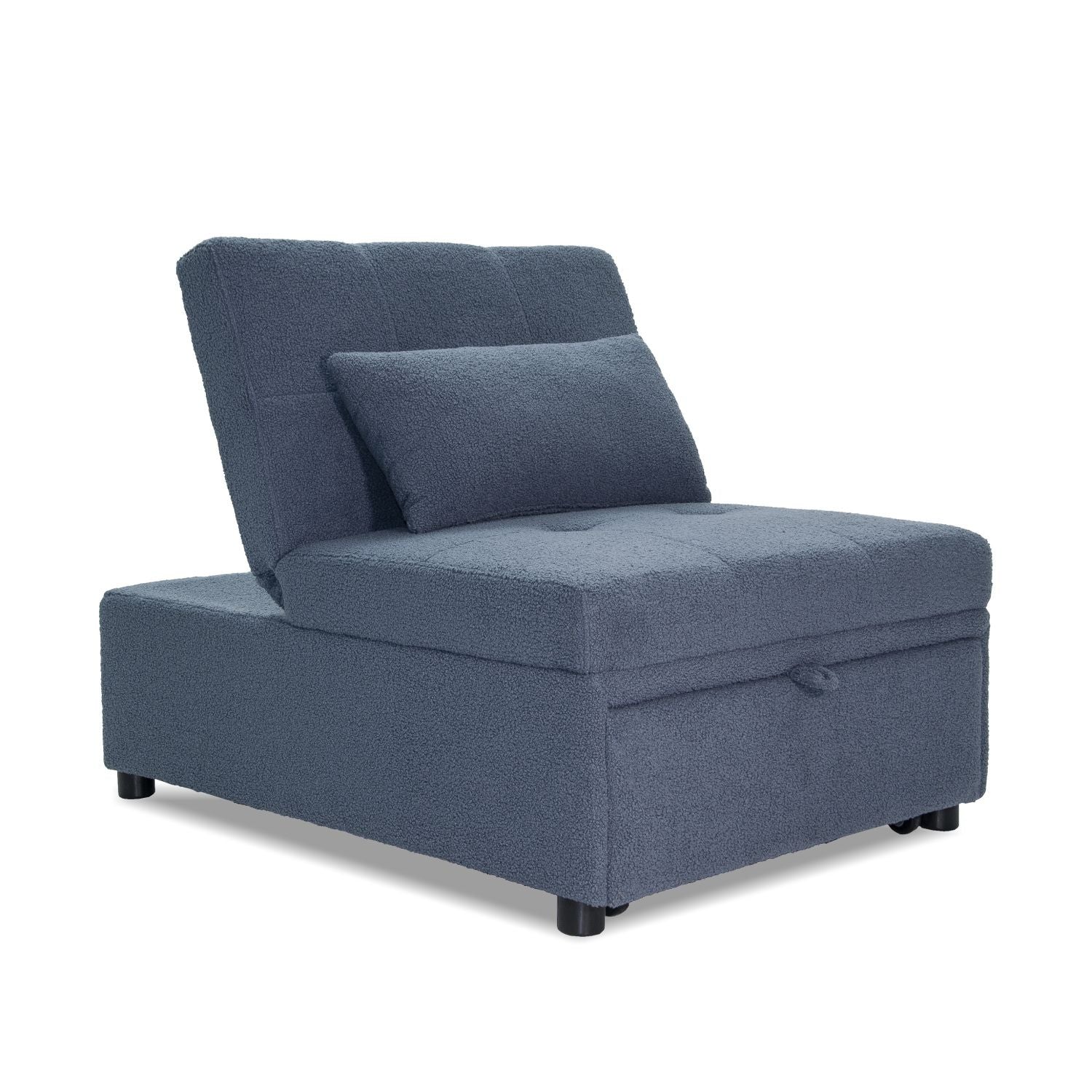 Convertible Sherpa Chair Bed — Armless Pull-Out Sofa with Pillow, view 4
