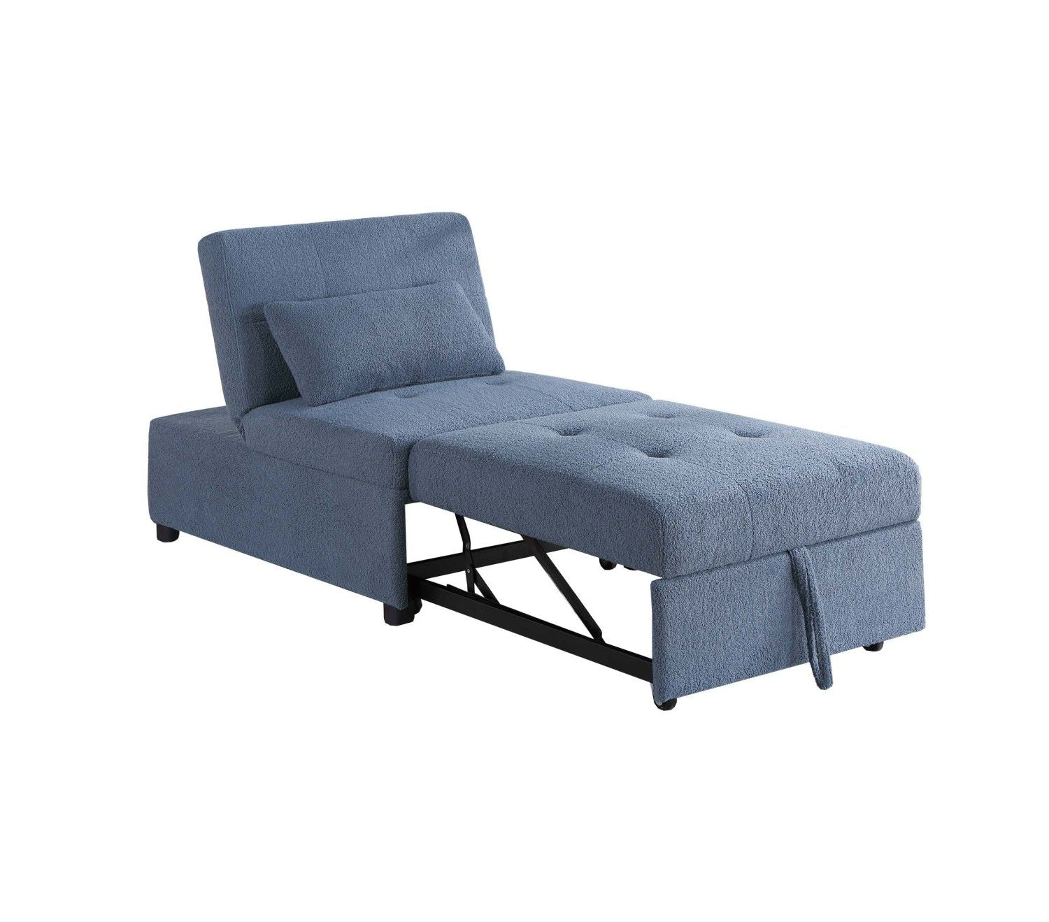 Convertible Sherpa Chair Bed — Armless Pull-Out Sofa with Pillow, view 5
