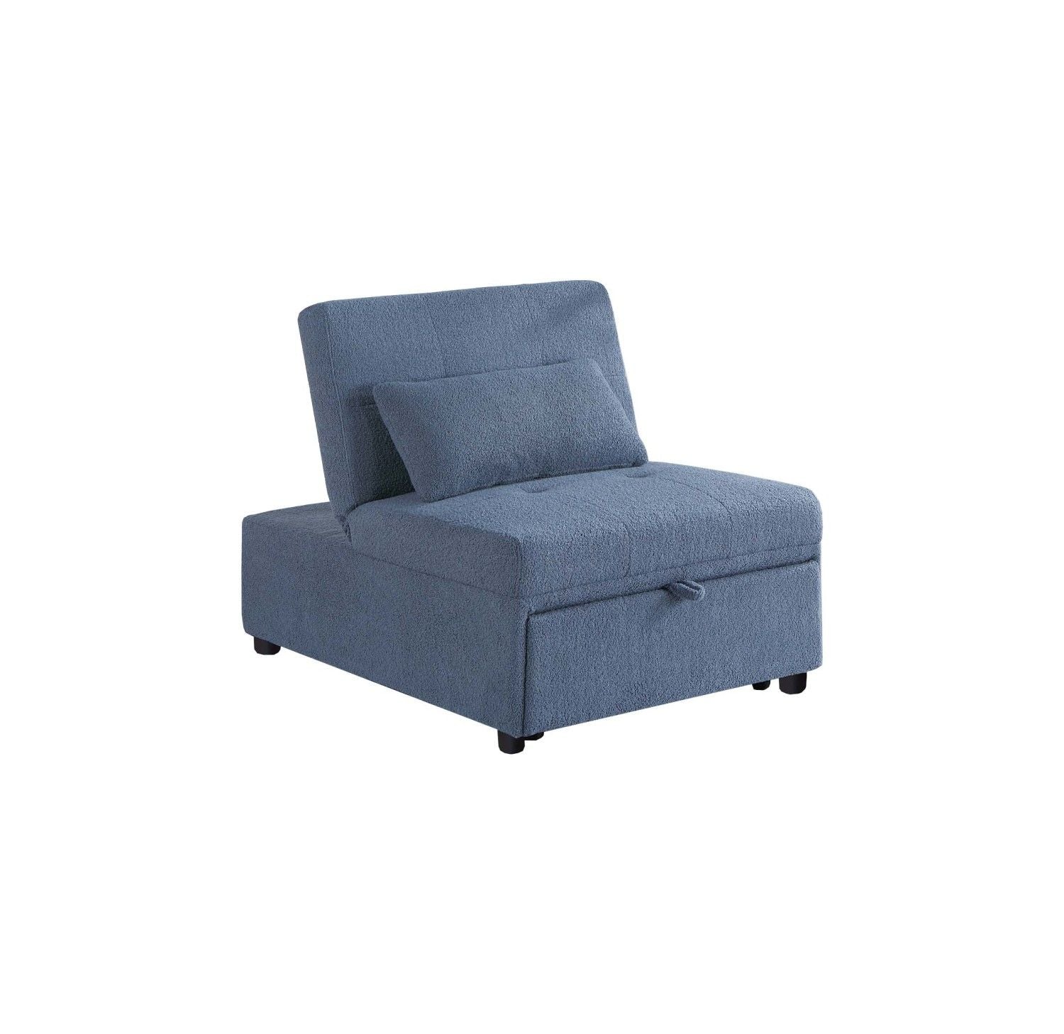 Convertible Sherpa Chair Bed — Armless Pull-Out Sofa with Pillow, view 6