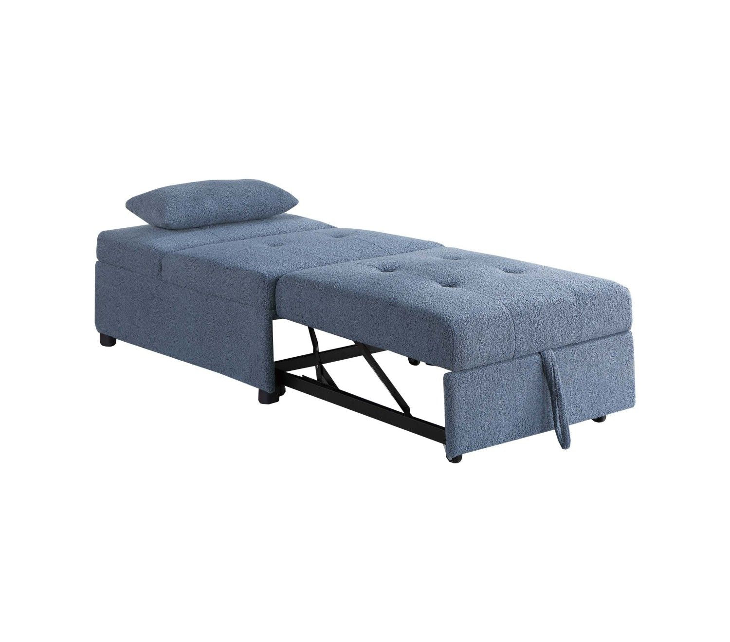 Convertible Sherpa Chair Bed — Armless Pull-Out Sofa with Pillow, view 7