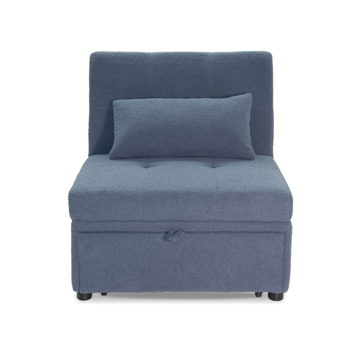 Convertible Sherpa Chair Bed — Armless Pull-Out Sofa with Pillow, view 8