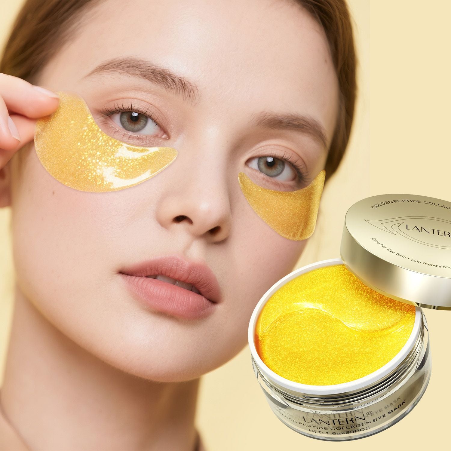 Golden Peptide Collagen Eye Mask Patches for Puffy Eyes & Dark Circles, 60 Ct, view 3