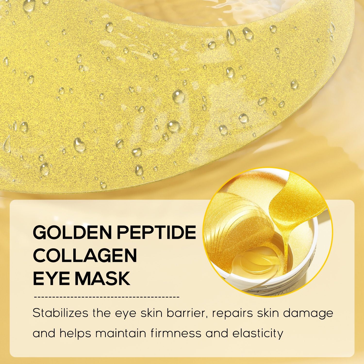 Golden Peptide Collagen Eye Mask Patches for Puffy Eyes & Dark Circles, 60 Ct, view 7