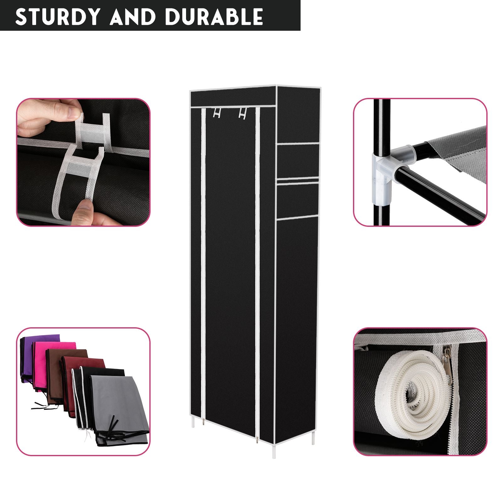 10-Tier Fabric Shoe Rack with Cover - Tall Shoe Storage Cabinet, view 6