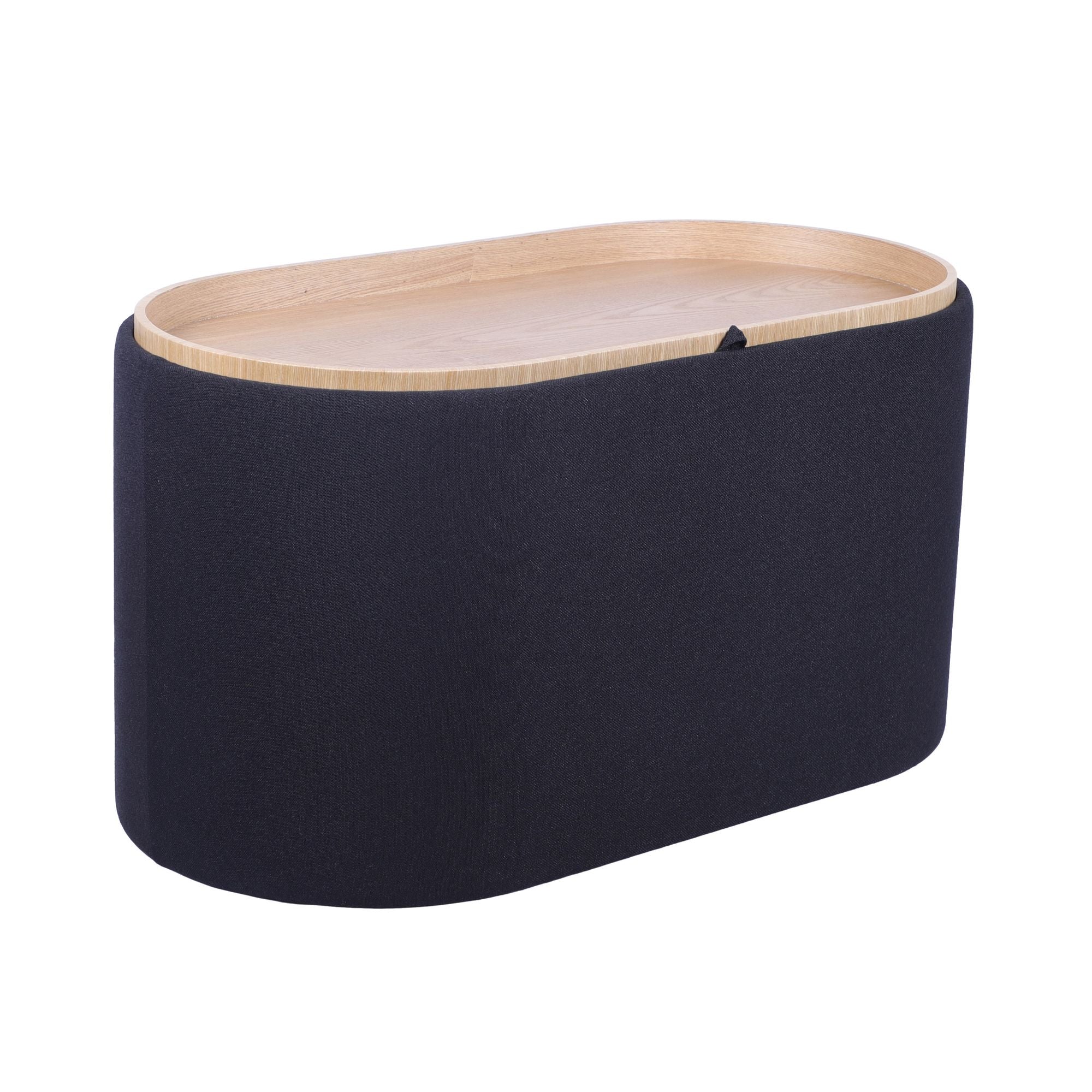 Storage Ottoman with Reversible Wooden Tray Top, Black, view 5