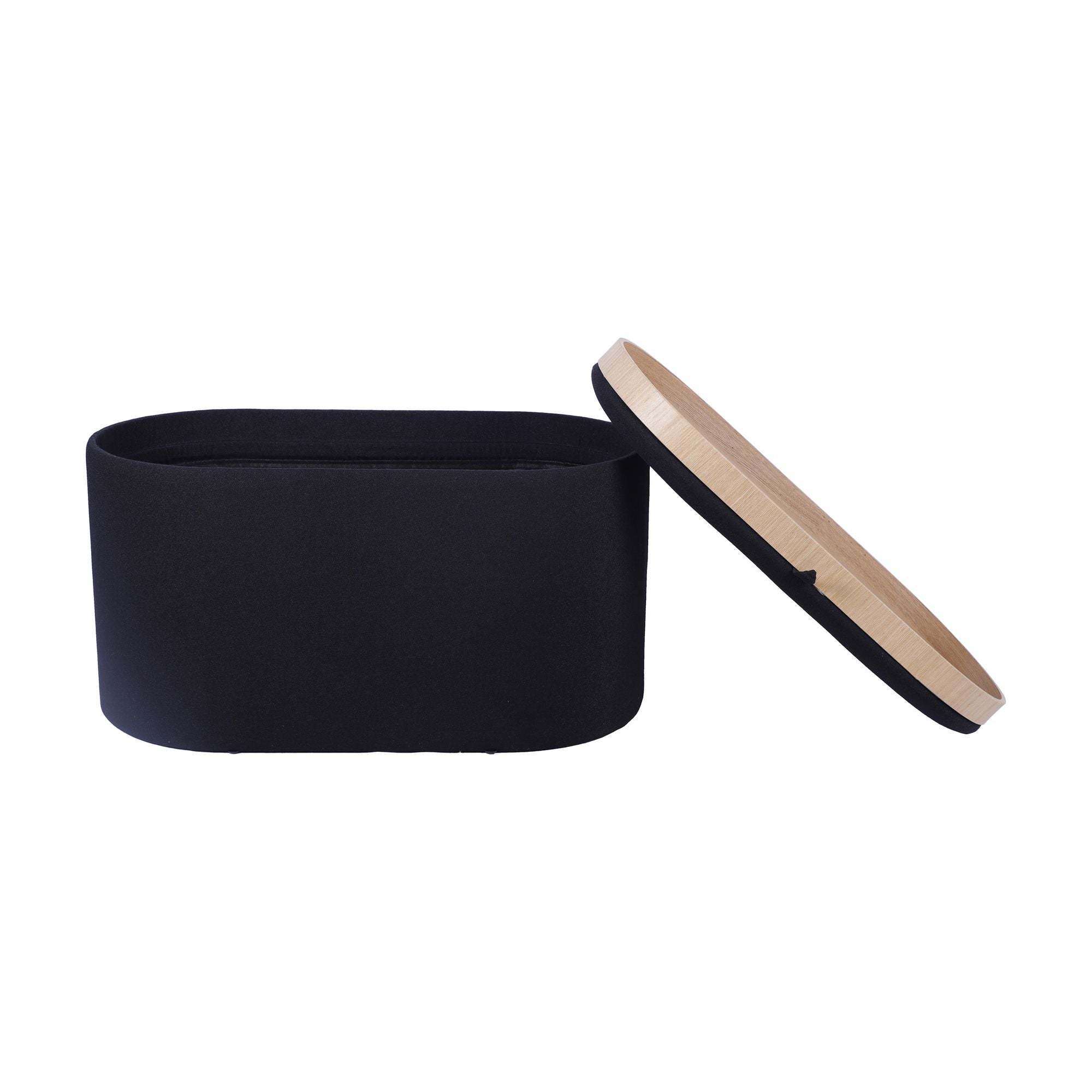 Storage Ottoman with Reversible Wooden Tray Top, Black, view 6