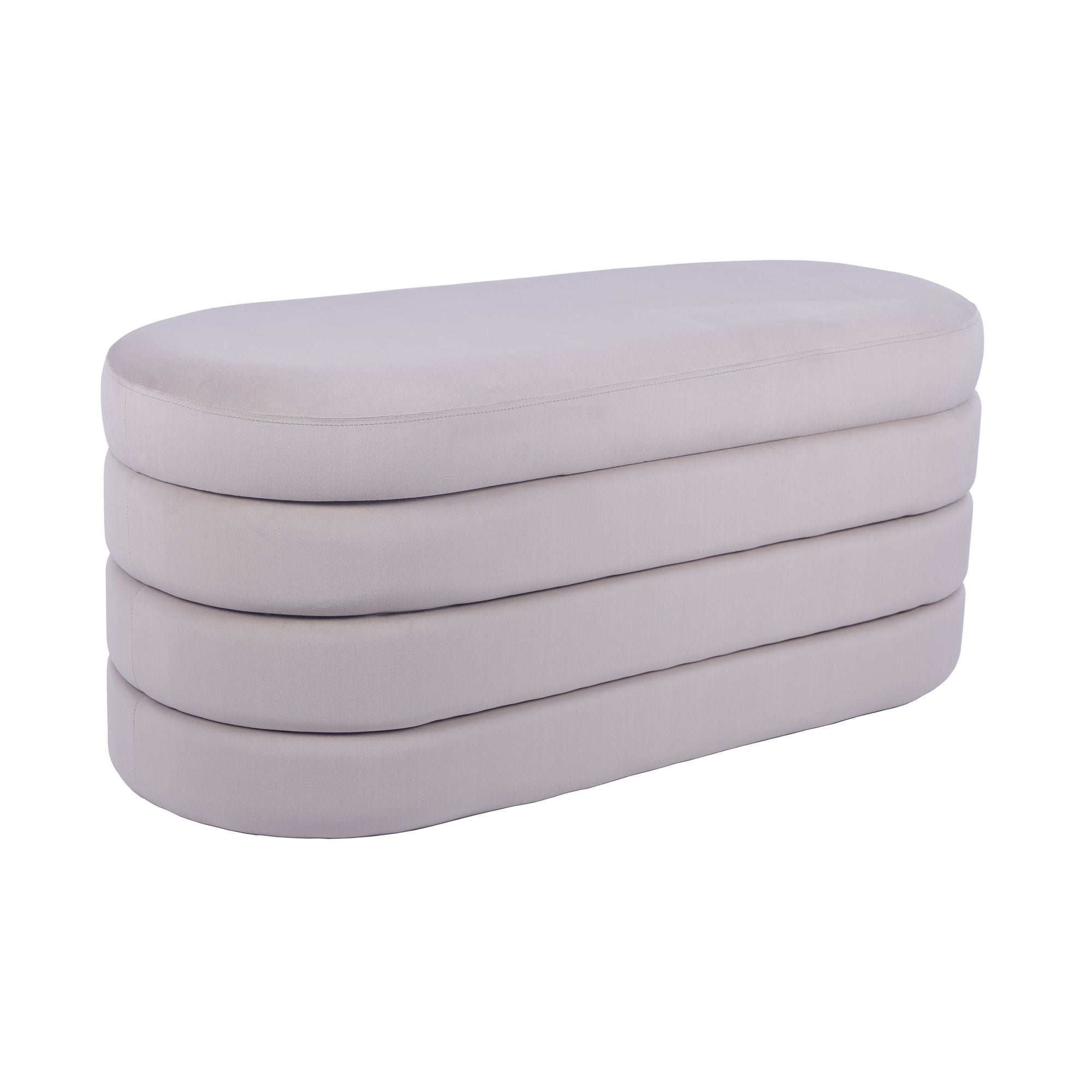 Taupe Velvet Storage Ottoman Bench with 37-Inch Compartment, view 5