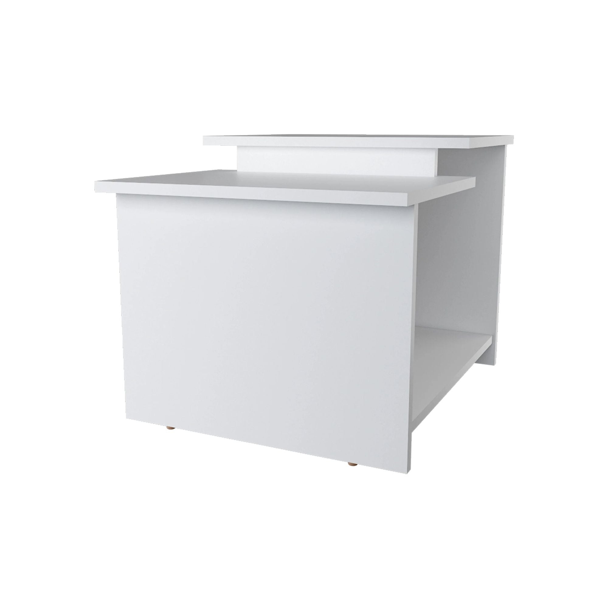 White Coffee Table with Split-Level Open Storage Shelf, view 2