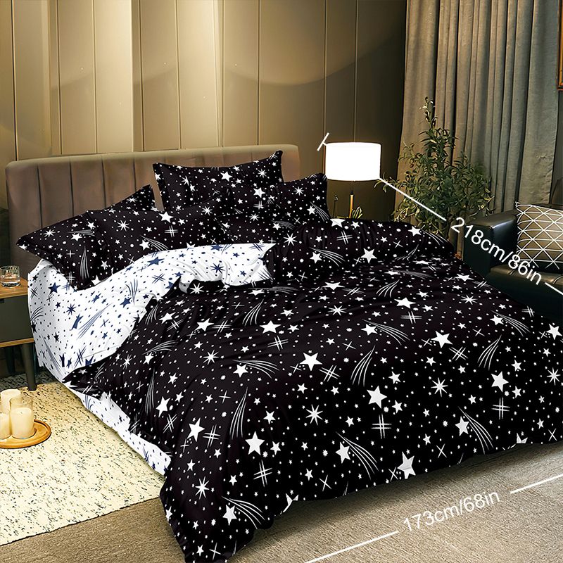 Black Starry Sky Duvet Cover Set - Galaxy & Meteor Print, 3pc Microfiber, view 2