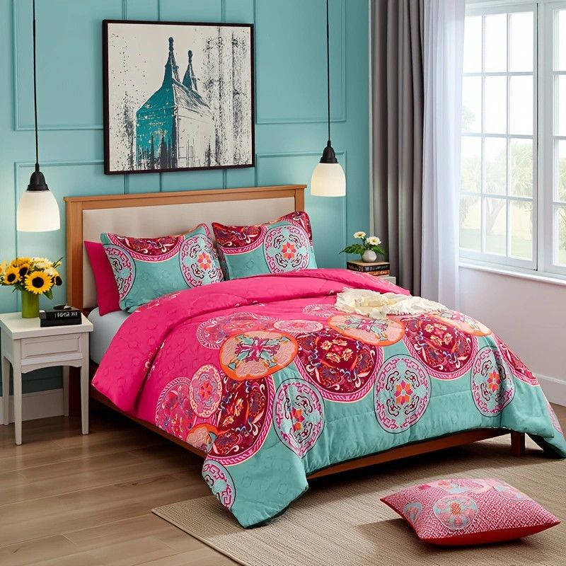 Twin Duvet Cover Set — Bohemian Mandala Print, 2-Piece with Pillowcase, view 8