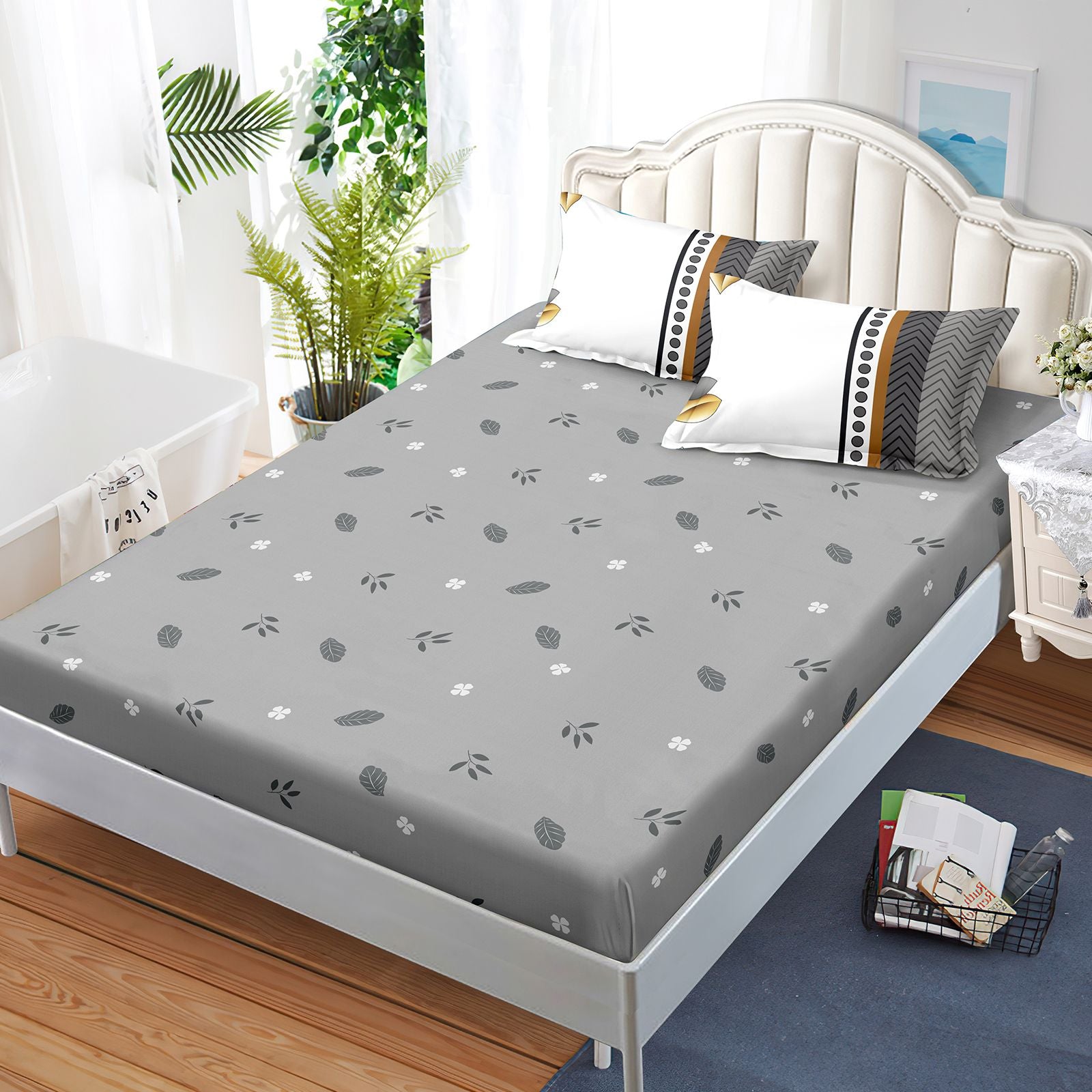 4 Piece Microfiber Comforter Set — Floral Duvet Cover, Sheet & Shams, view 4