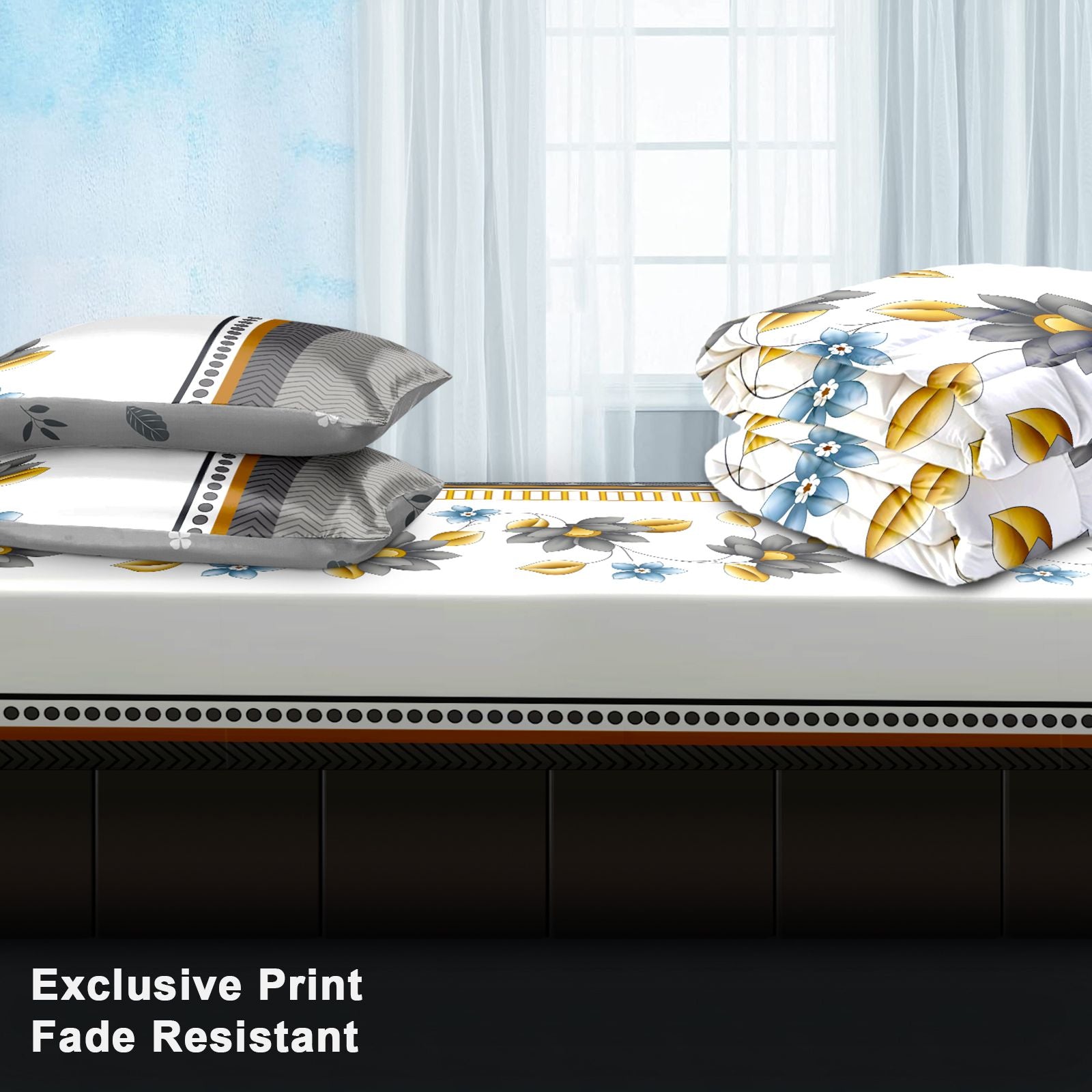 4 Piece Microfiber Comforter Set — Floral Duvet Cover, Sheet & Shams, view 5