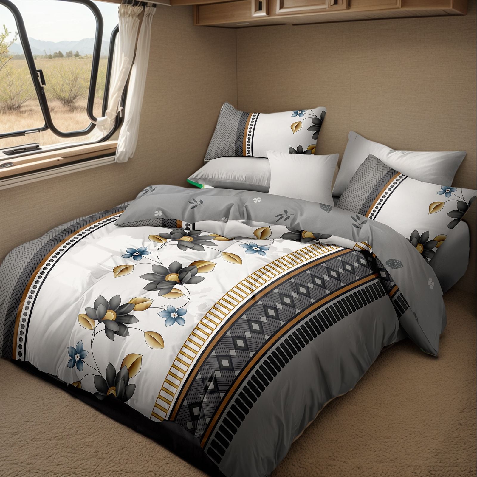4 Piece Microfiber Comforter Set — Floral Duvet Cover, Sheet & Shams, view 6