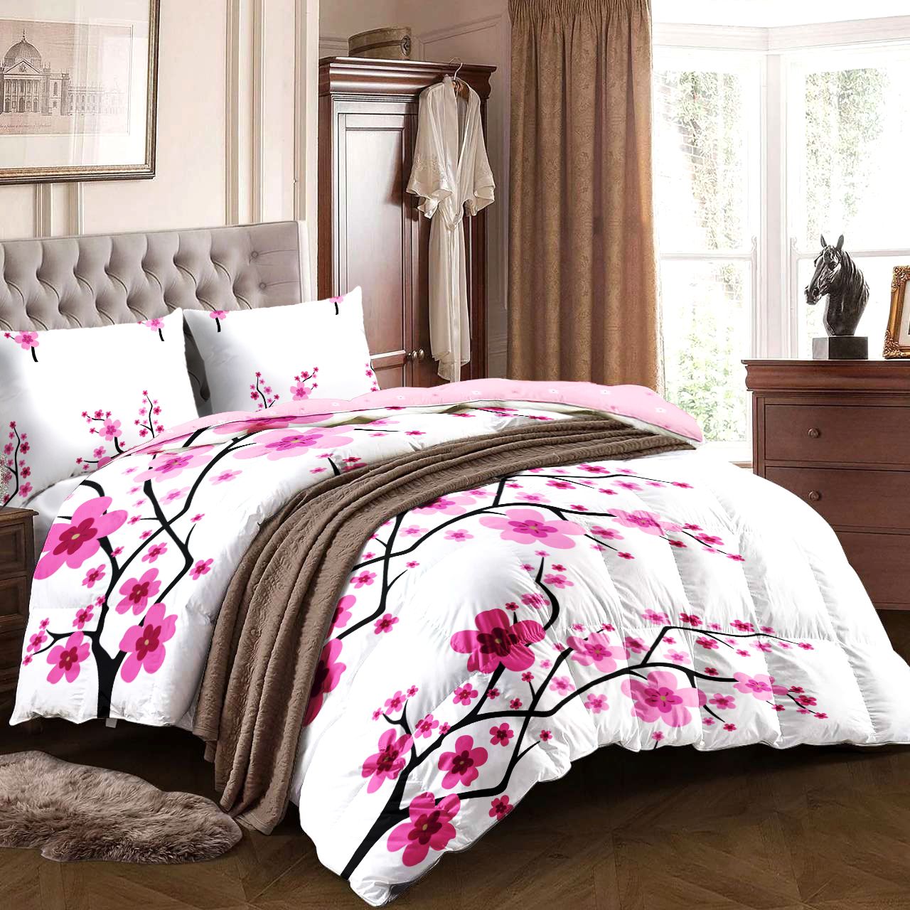 Pink Cherry Blossom 5-Piece Comforter Set with Shams & Cushions, view 8