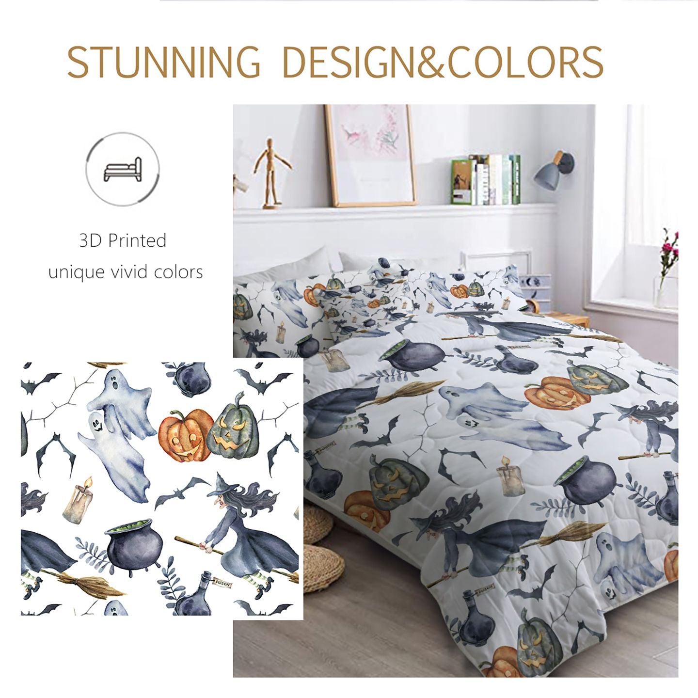 Halloween Witch & Ghost 8-Piece Bed-in-a-Bag Comforter Set, view 8