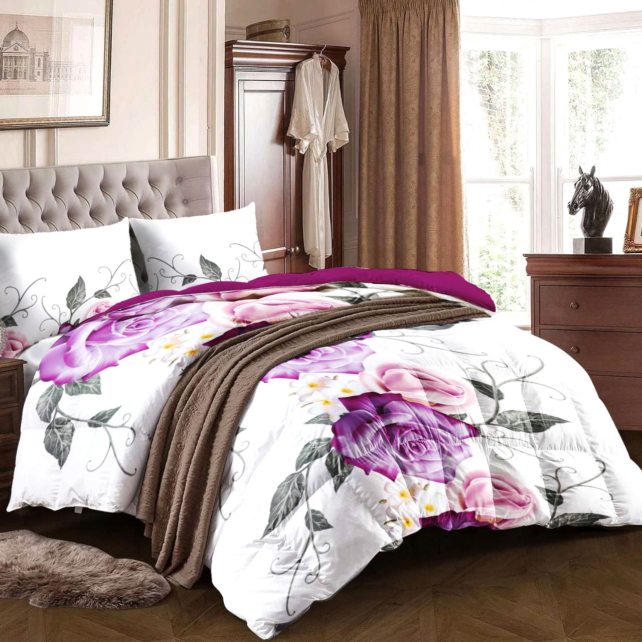 9-Piece Purple Rose Bedding & Curtain Set - Bedspread, Shams & Curtains, view 7
