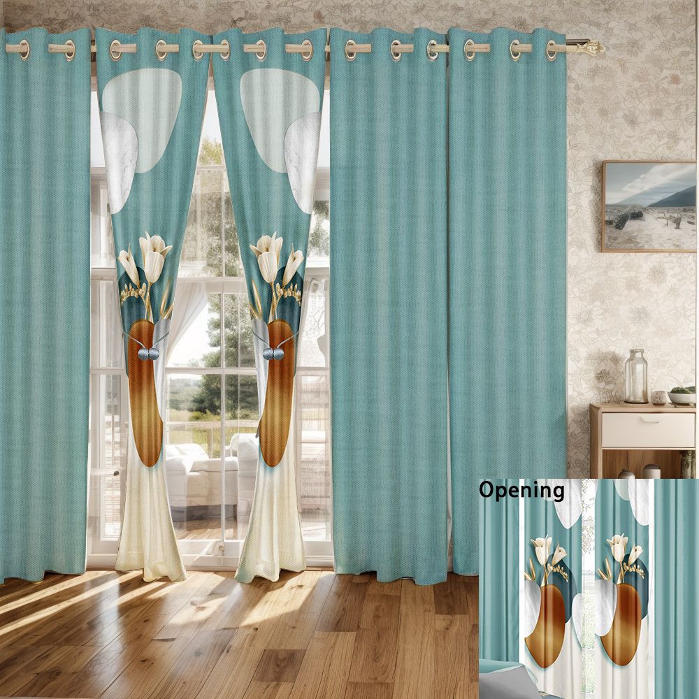 9-Piece Modern Floral Bedding & Curtain Set - Quilted Bedspread + Sheer Curtains, view 7