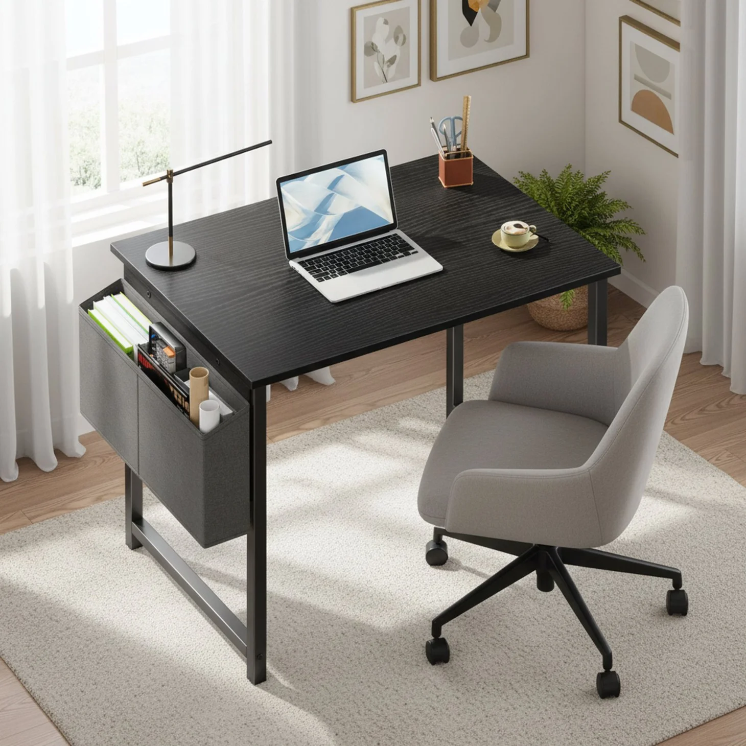 Small Computer Desk with Side Storage Bag — 3 Sizes, 3 Colors, view 2
