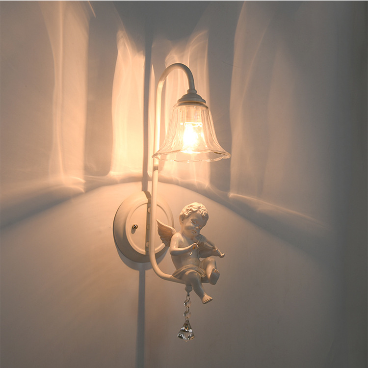 Cherub & Crystal Bedside Wall Light - No Bulb