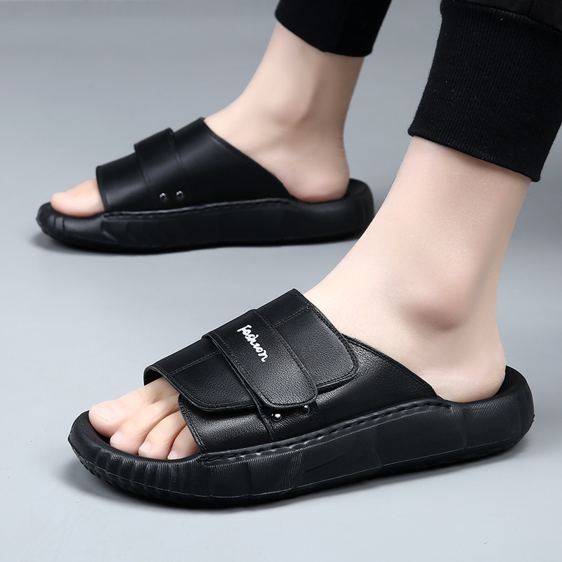 Adjustable Strap Slide Sandals With Thick Cushioned Sole - UNISEX, view 2