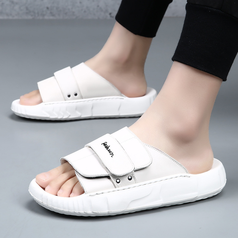UNISEX Leather Slide Sandals — Adjustable Strap, Non-Slip Ridged Sole, view 8