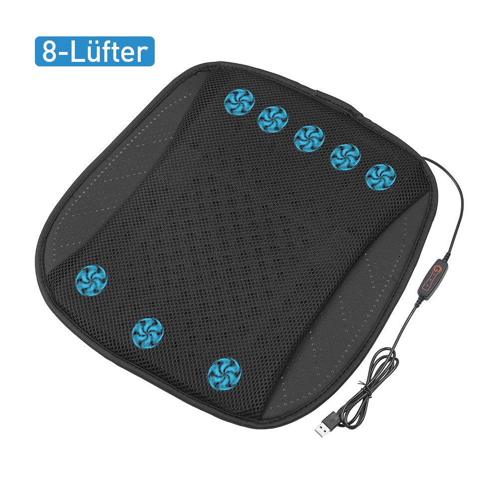 USB 8-Fan Cooling Car Seat Cushion, Breathable Mesh Ventilated Pad, view 2
