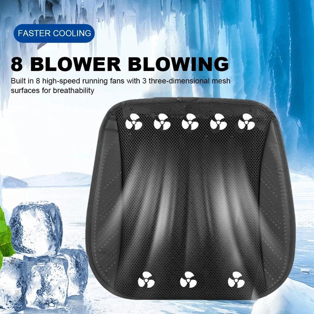 USB 8-Fan Cooling Car Seat Cushion, Breathable Mesh Ventilated Pad, view 5