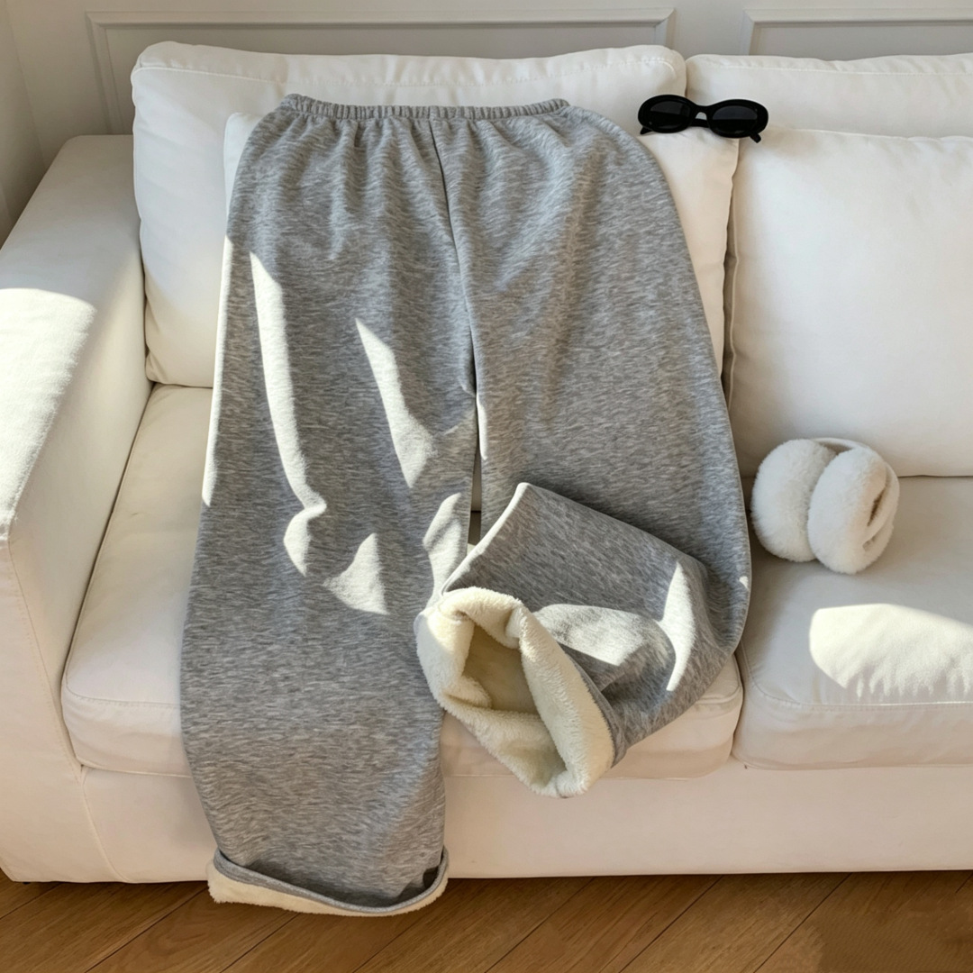 Women's Fleece-Lined Wide Leg Sweatpants - Warm Winter Joggers