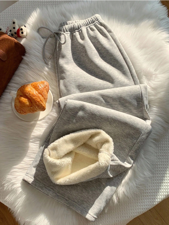 Women's Fleece-Lined Wide Leg Sweatpants - Warm Winter Joggers, view 3