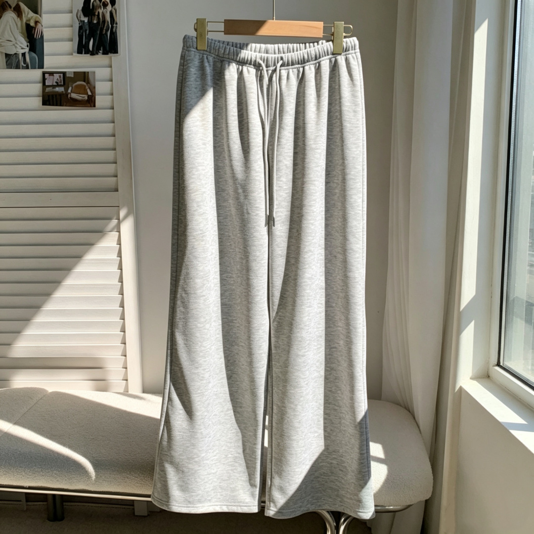 Women's Fleece-Lined Wide Leg Sweatpants - Warm Winter Joggers, view 5