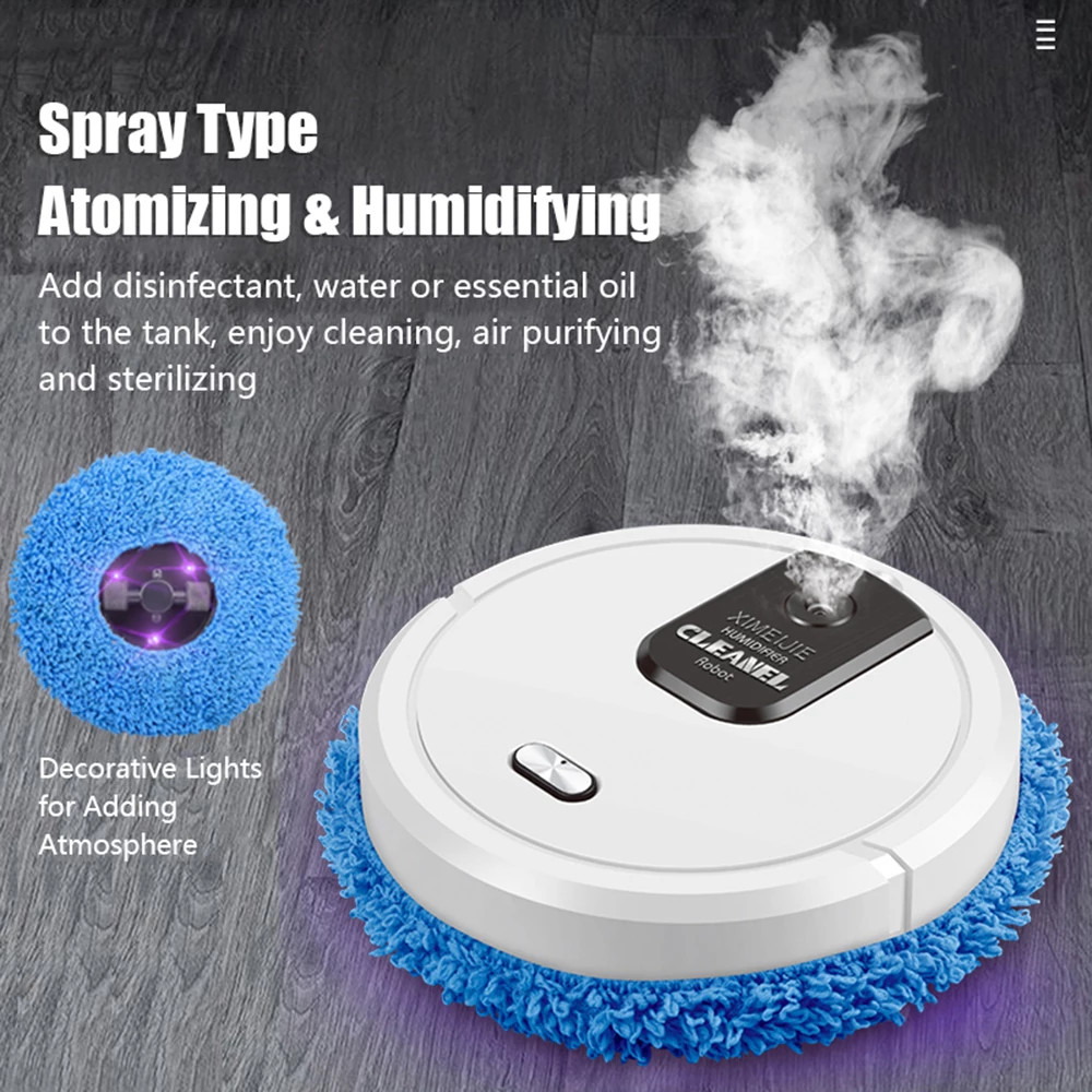 Mini Mopping Robot with Spray Humidifier — Rechargeable Floor Cleaner, view 2